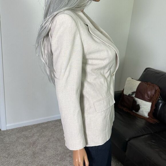 Vtg Pendleton Linen Mix Blazer Jacket 6 Beige Country Western Office Capsule USA - Picture 5 of 13